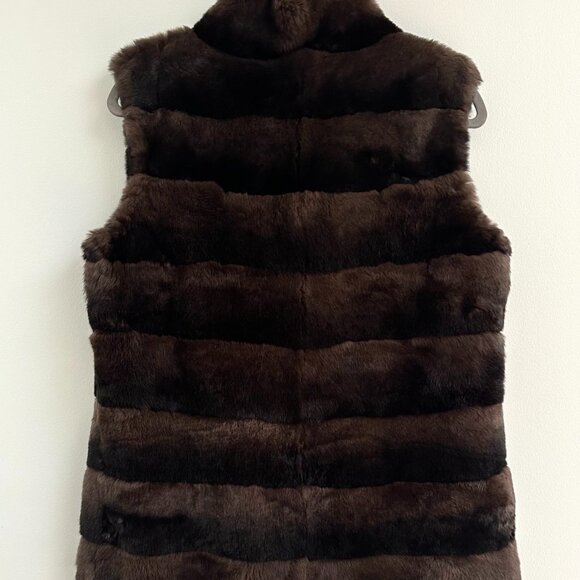 Michael Kors Soft Rabbit Fur Vest Brown Small - Picture 3 of 6
